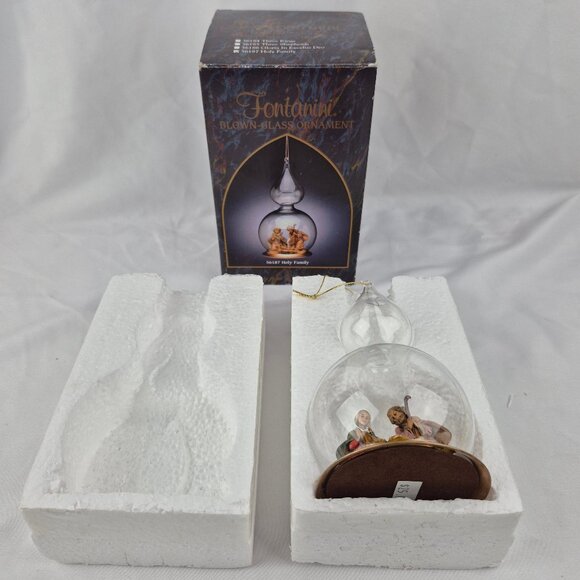 Fontanini Holy Family Blown Glass Tear Drop Christmas Ornament Vintage 90's - Picture 2 of 16